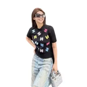 CHANEL Stud Embellished Logo T-Shirt