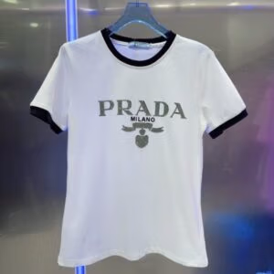 PRADA Logo-Print Cropped T-Shirt