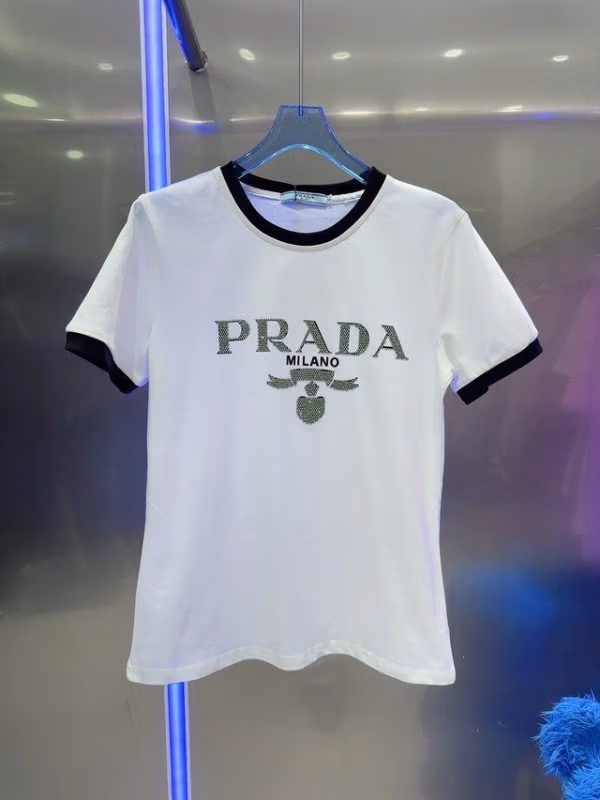 PRADA Logo-Print Cropped T-Shirt PRADA Logo-Print Cropped T-Shirt