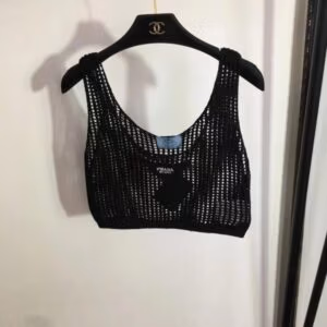 Prada Openwork Cotton Crop Top