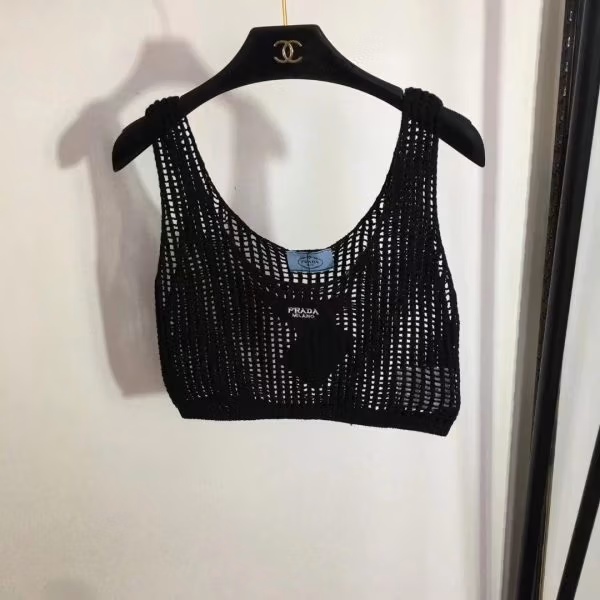 Prada Openwork Cotton Crop Top Prada Openwork Cotton Crop Top