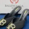 BALENCIAGA Square Knife Bow Flat Leather Sandals