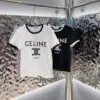 CELINE Ribbed Knit Cotton T-Shirt