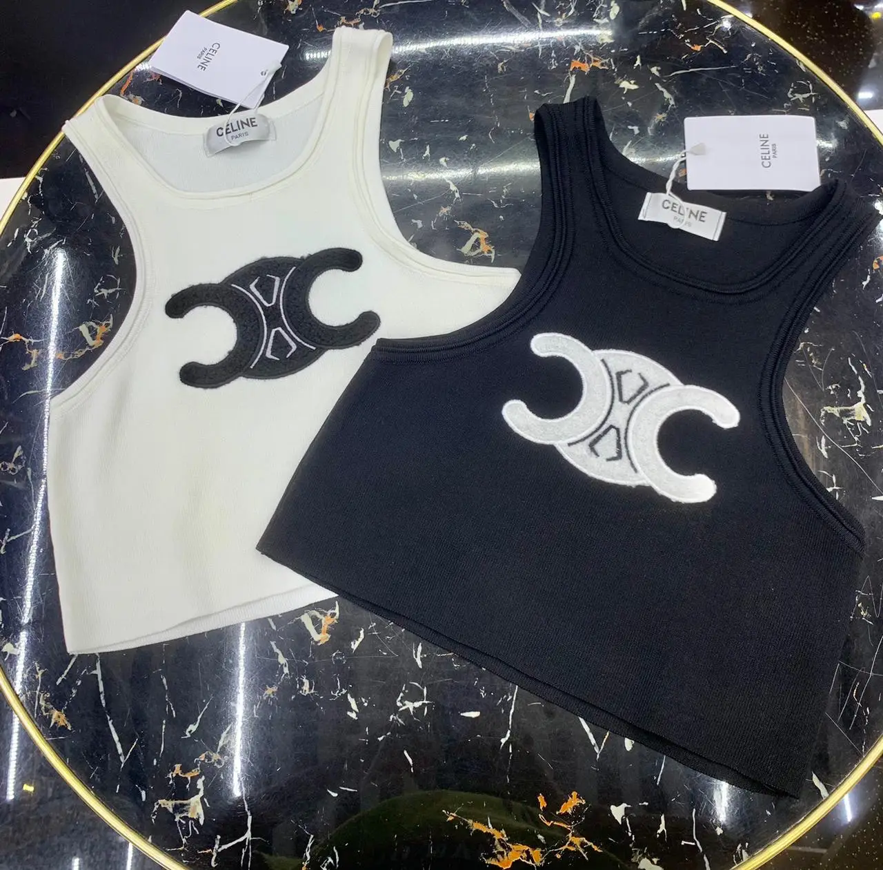 CELINE Logo Embroidered Tank Top CELINE Logo Embroidered Tank Top