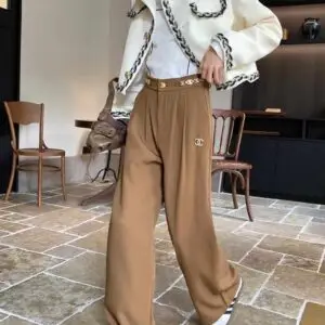 CHANEL High Waist Loose Men's Wide Leg Pants