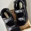 Chanel Dad Sandals Black Patent Leather