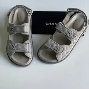Chanel Dad Sandals Black Patent Leather
