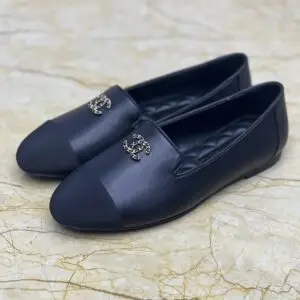 CHANEL Classic CC Logo Leather Slip-On Loafers