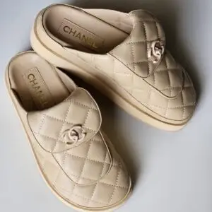CHANEL Quilted CC Logo Mules