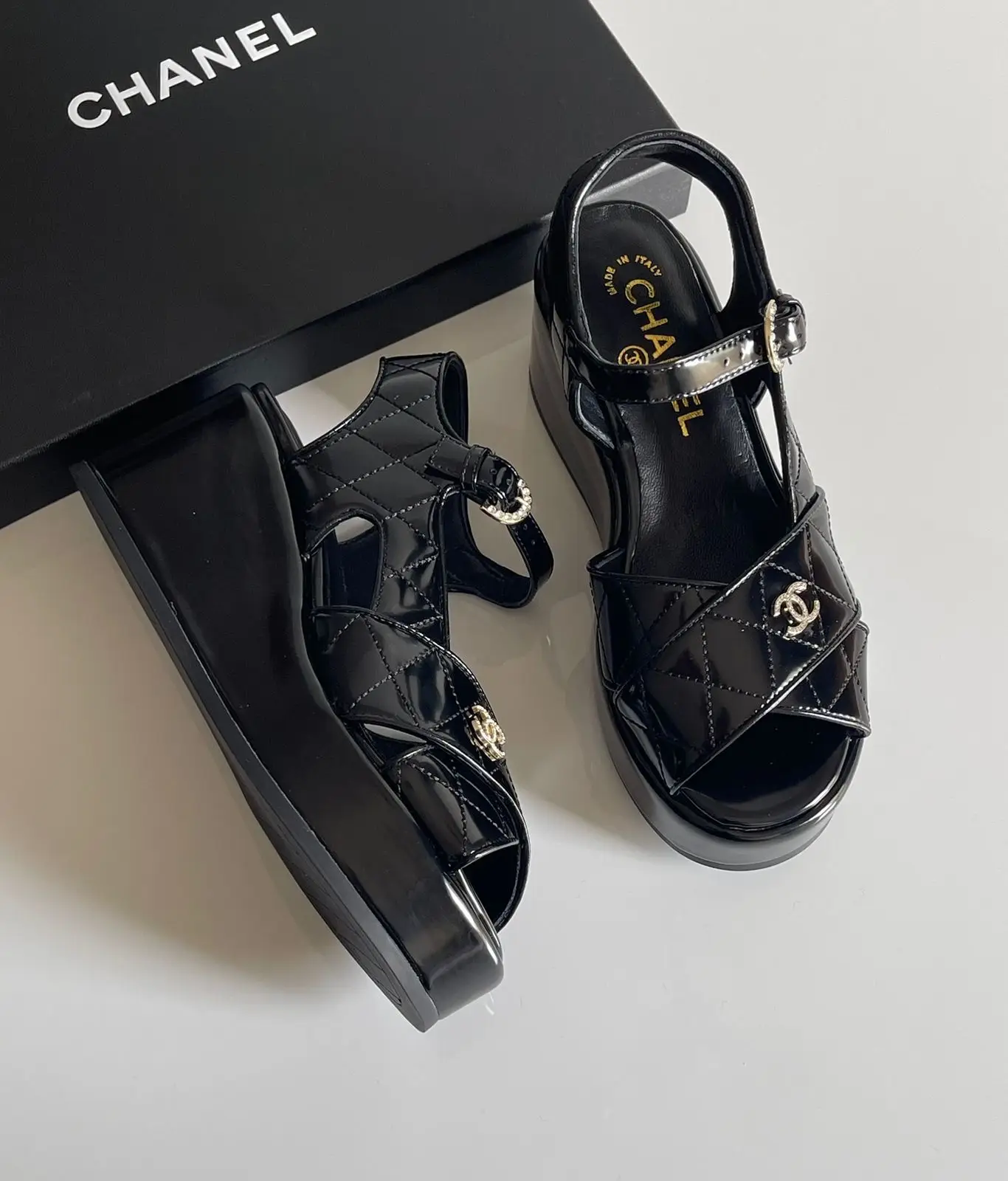 CHANEL CC Logo Wedge Sandals CHANEL CC Logo Wedge Sandals