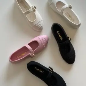 CHANEL Lambskin Cap-Toe Ballerina Flats