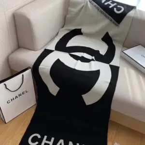 CHANEL Style Cashmere Fringe Stole Scarf