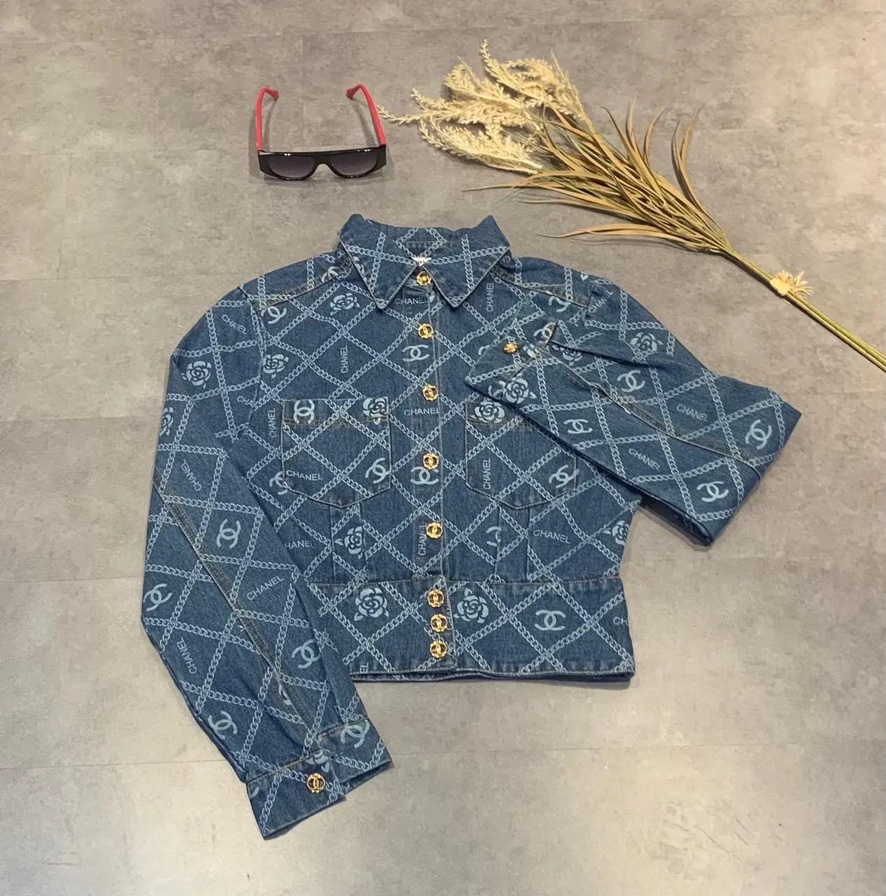 CHANEL Checkered Tweed Jacket CHANEL Checkered Tweed Jacket