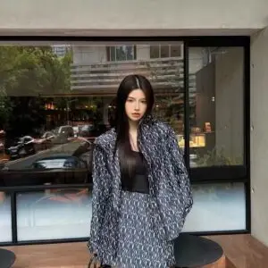 DIOR Ganni Tweed Curve Sleeve Jacket