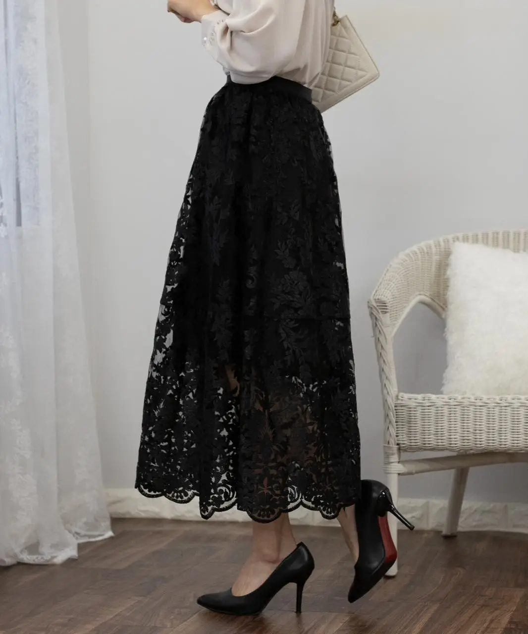 DIOR Shine Embroidered Tulle Long Skirt DIOR Shine Embroidered Tulle Long Skirt