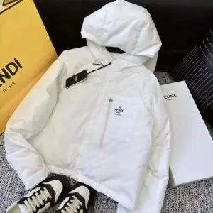 FENDI Premium Fleece Hooded Cardigan