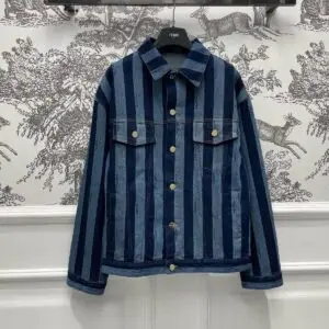 FENDI Blue Striped Denim Jacket