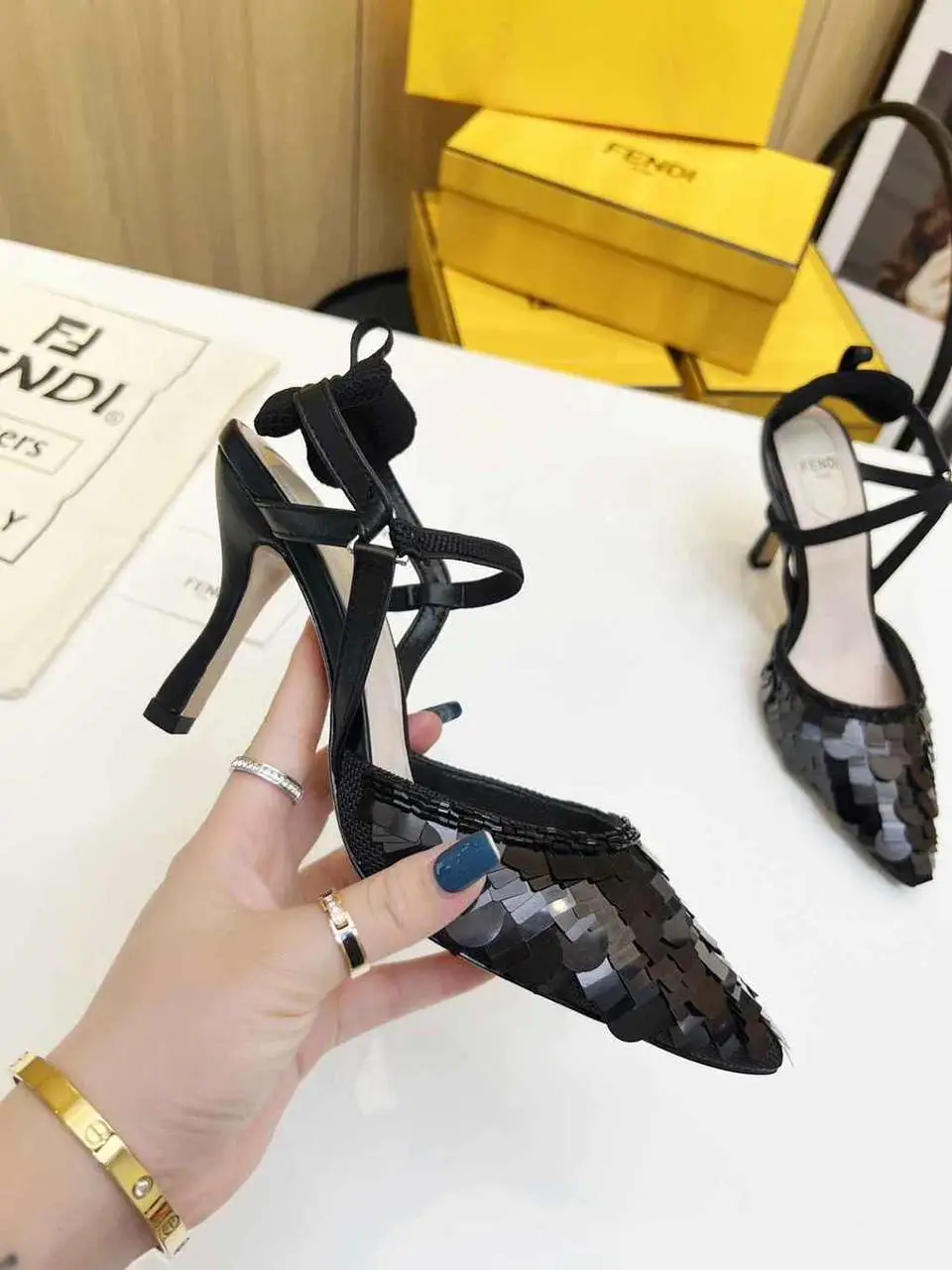 FENDI Elegant Pointed Toe Kitten Heel Slingback FENDI Elegant Pointed Toe Kitten Heel Slingback