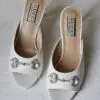 GUCCI Satin Kitten Heels with Crystal Accent