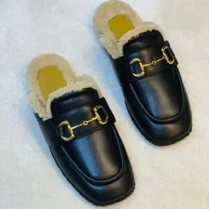 GUCCI Leather Horsebit Mules