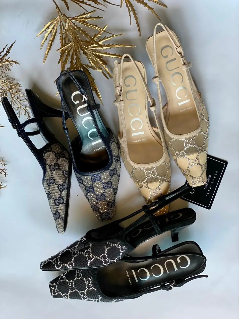 GUCCI GG Crystal Slingback Pump GUCCI GG Crystal Slingback Pump