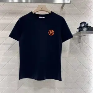 HERMES Letter H Embroidered Short Sleeve Shirt