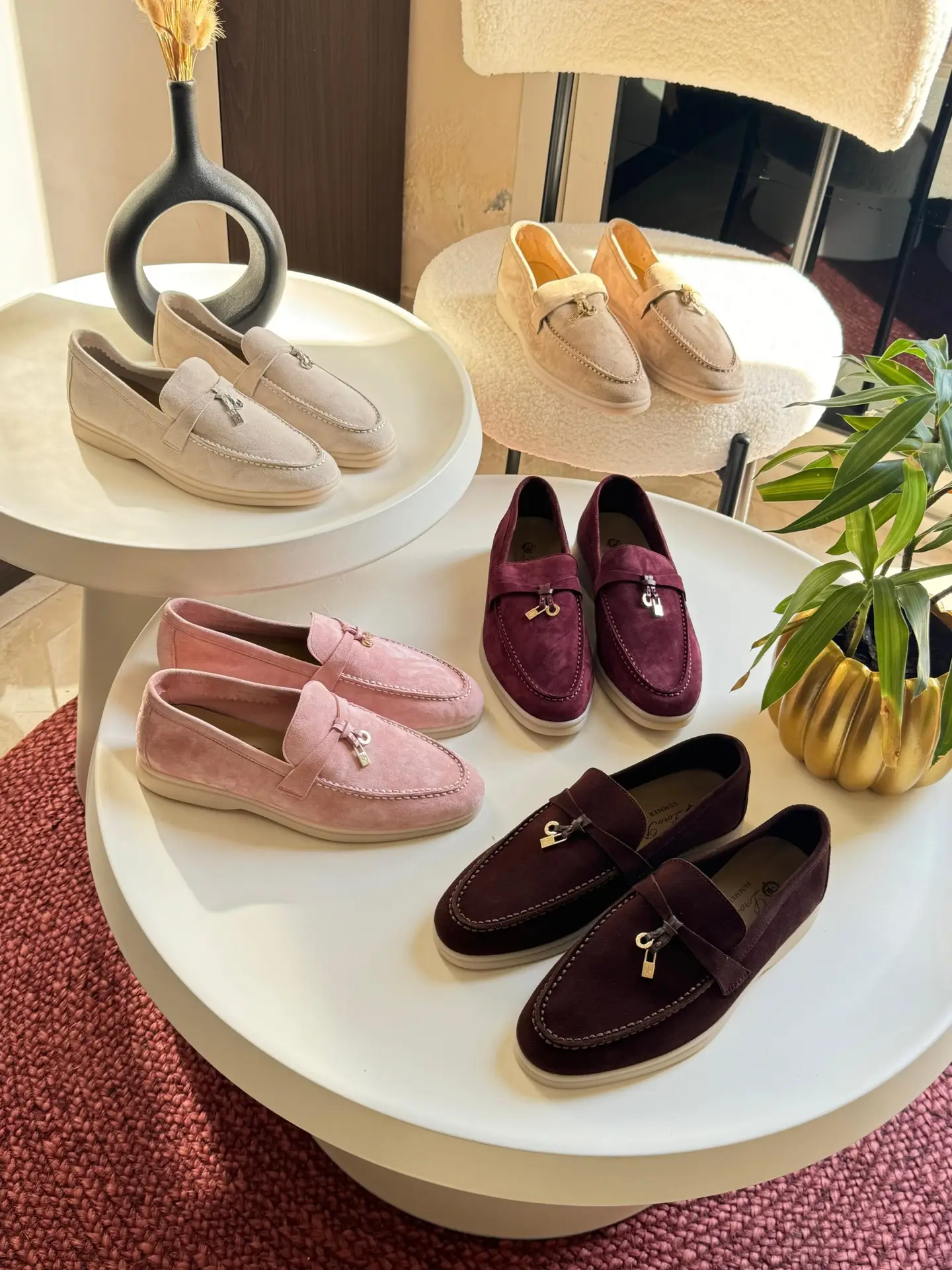 LORO PIANA Oxblood Suede Summer Charms Walk Loafer LORO PIANA Oxblood Suede Summer Charms Walk Loafer
