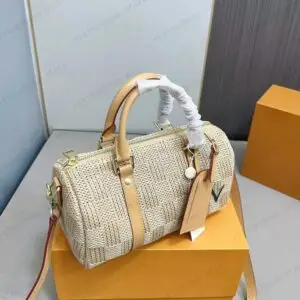Louise Vuitton Straw Weave Tote Bag