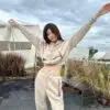 LOUSE VUITTON Solid Beige Winterwear