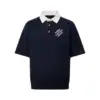 Lv Embroidered Short-Sleeved Cotton Blend Polo Shirt