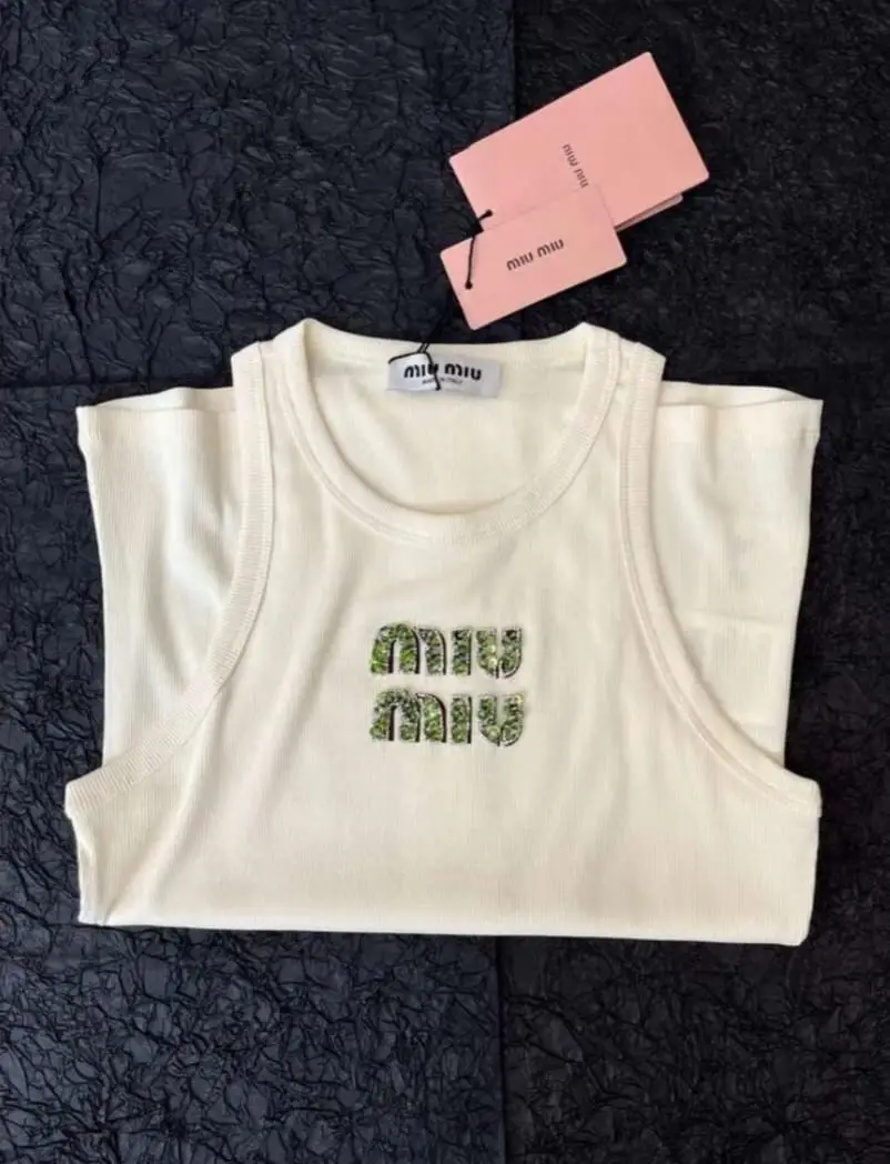 Miu Miu Ribbed Jersey Top Miu Miu Ribbed Jersey Top
