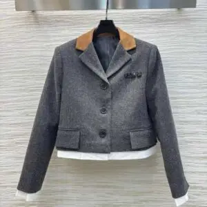 MIU MIU Style Wool-look Collar Barn Jacket