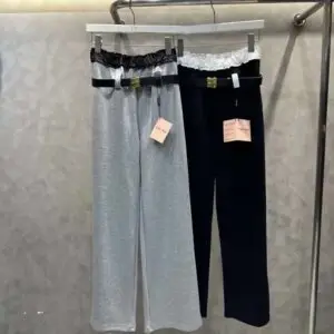 MIU MIU Women High Waist Cotton Flared Trackpant