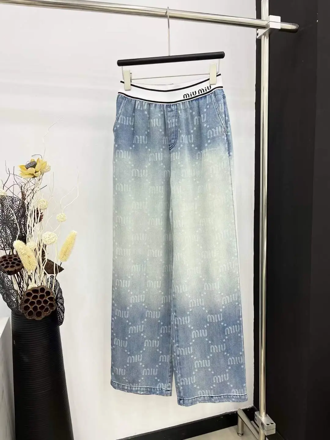 MIU MIU Jacquard Wide Leg Pants for Women MIU MIU Jacquard Wide Leg Pants for Women