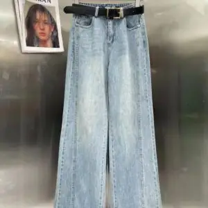 MIU MIU Light Blue High Rise Ripped Jeans