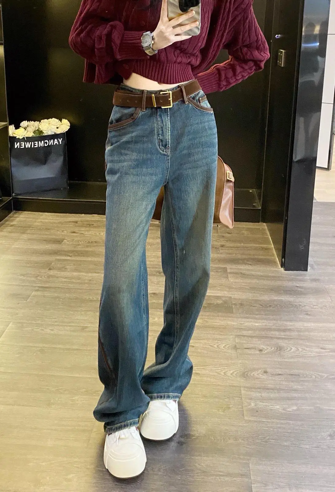 MIU MIU Stale Blue Baggy Wide Leg Jeans MIU MIU Stale Blue Baggy Wide Leg Jeans