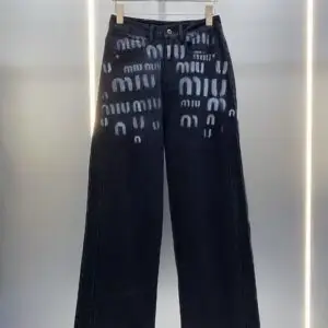 MIU MIU Fashion Print Casual Long Black Pants For Women