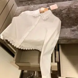 MIU MIU Embroidered Peter Pan Collar Top