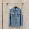 MIU MIU Blue Regular Fit Solid Denim Casual Shirt