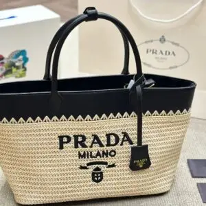 PRADA Crochet Leather Tote Bag
