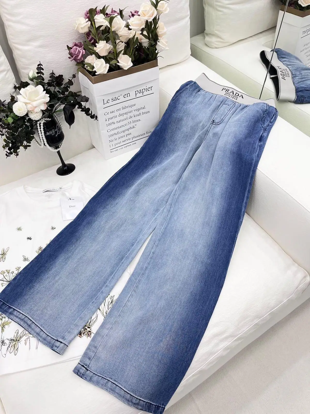 PRADA Women's Light Blue Regular Jeans PRADA Women's Light Blue Regular Jeans