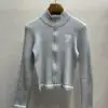 PRADA High Neck Double Zip Crop Top