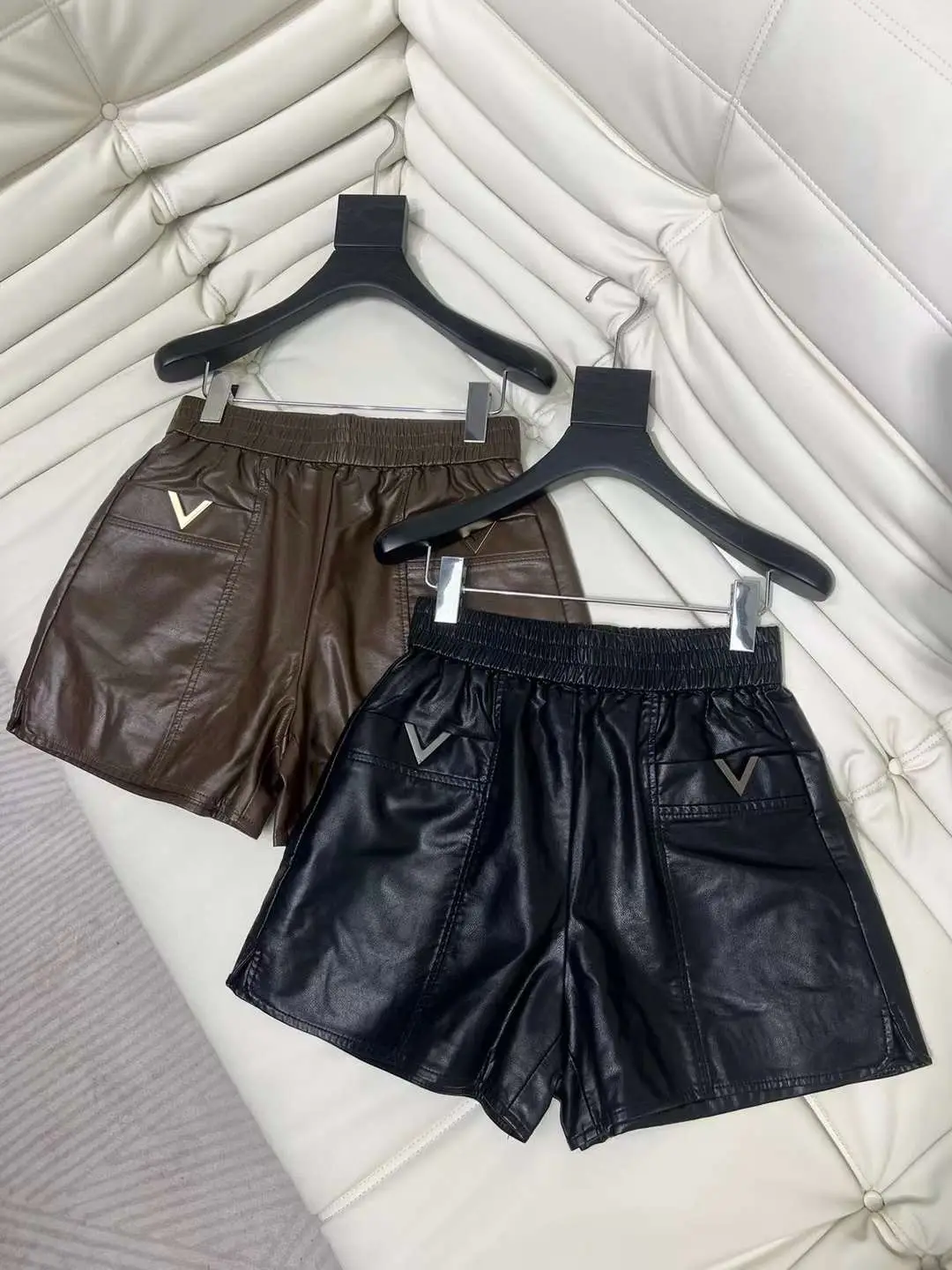 VALENTINO Women's High Waist Leather Shorts VALENTINO Women's High Waist Leather Shorts