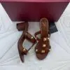 Valentino Rockstud Leather Block Heel Sandals
