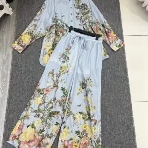 ZIMMERMANN Waverly Relaxed Silk Floral Shirt & Pants Set