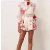 ZIMMERMANN Floral Linen Belted Shorts