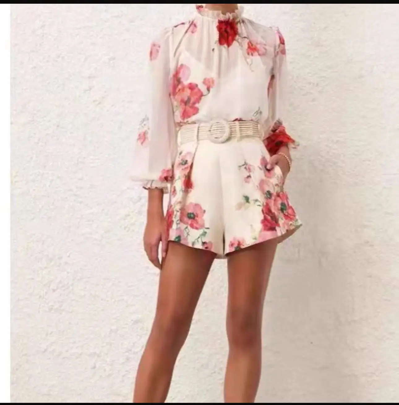 ZIMMERMANN Floral Linen Belted Shorts ZIMMERMANN Floral Linen Belted Shorts