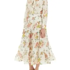 ZIMMERMANN Trendyol Floral Print Flared Sleeve Fit Flare Maxi Dress