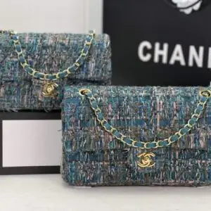 Chanel Blue Mini Classic Rectangular Tweed Flap Bag
