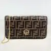 FENDI Leather Chain Wallet Crossbody Bag